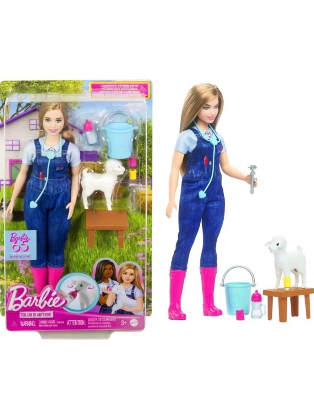 Barbie 65th Anniversary Careers Farm Livestock Veterinarian Doll w/ Lamb NIB